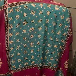 Hermes Blue and Fushia Scarf with Playful Patterns